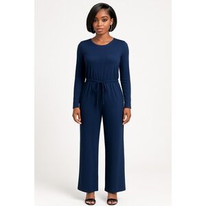 Como Blue Petite Long Sleeve Jumpsuit - Size XS Navy Blue‎